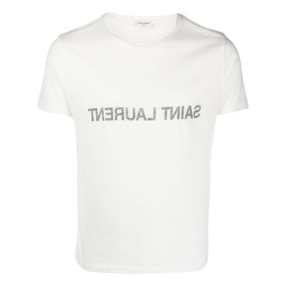 Saint Laurent Men Logo Cotton T-Shirt